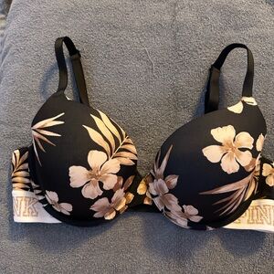 PINK brand Floral Black and Gold Bra